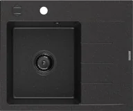 Zlewozmywaki - Mexen Ben zlewozmywak granitowy 1-komorowy z ociekaczem prawy 600 x 500 mm czarny/srebrny metalik syfon czarny - 6523605000-73-B - miniaturka - grafika 1