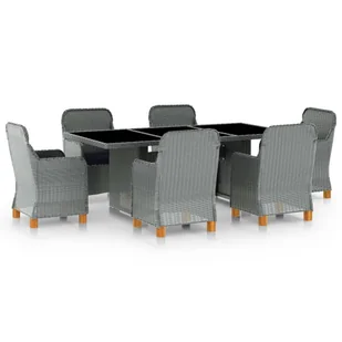 vidaXL 7-cz zestaw mebli ogrodowych poduszki rattan PE jasnoszary 3060171 - Meble ogrodowe - miniaturka - grafika 2