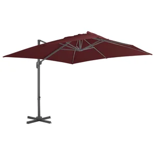 vidaXL Parasol wiszący na aluminiowym słupku, bordowy, 400x300 cm 312315 - Parasole ogrodowe - miniaturka - grafika 9