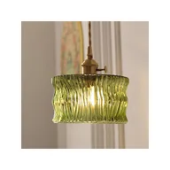 Lampy sufitowe - Lampa wisząca w stylu vintage Abażur ze szkła falistego Nowoczesny styl skandynawski Idealna na balkon wejście Regulowana Bez żarówki - miniaturka - grafika 1