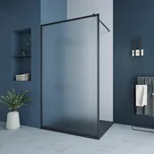 Parawany nawannowe - VENTE-UNIQUE Parawan prysznicowy we włoskim stylu ze szkła teksturowanego – 120 × 200 cm, kolor czarny matowy – VIRANA - miniaturka - grafika 1