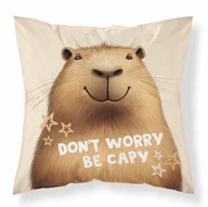 Pościel dla dzieci - Poszewka 40x40 kapibara „Don’t worry be capy” poszewka 3D z motywem zwierzęcym - Fun Dreams - miniaturka - grafika 1