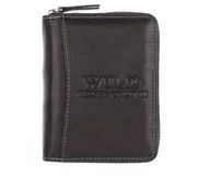 Portfele - WILD skórzany porfel na suwak 708 czarny 708 - miniaturka - grafika 1