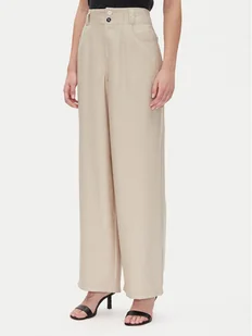 DKNY Spodnie materiałowe P41KTR48 Beżowy Loose Fit - Spodnie damskie - miniaturka - grafika 1