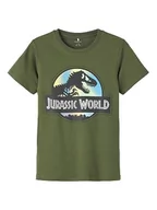 Koszulki i topy damskie - NAME IT Chłopięcy T-shirt Nkmjens Jurassic Ss Top Vde, Rifle Green, 134-140 - miniaturka - grafika 1