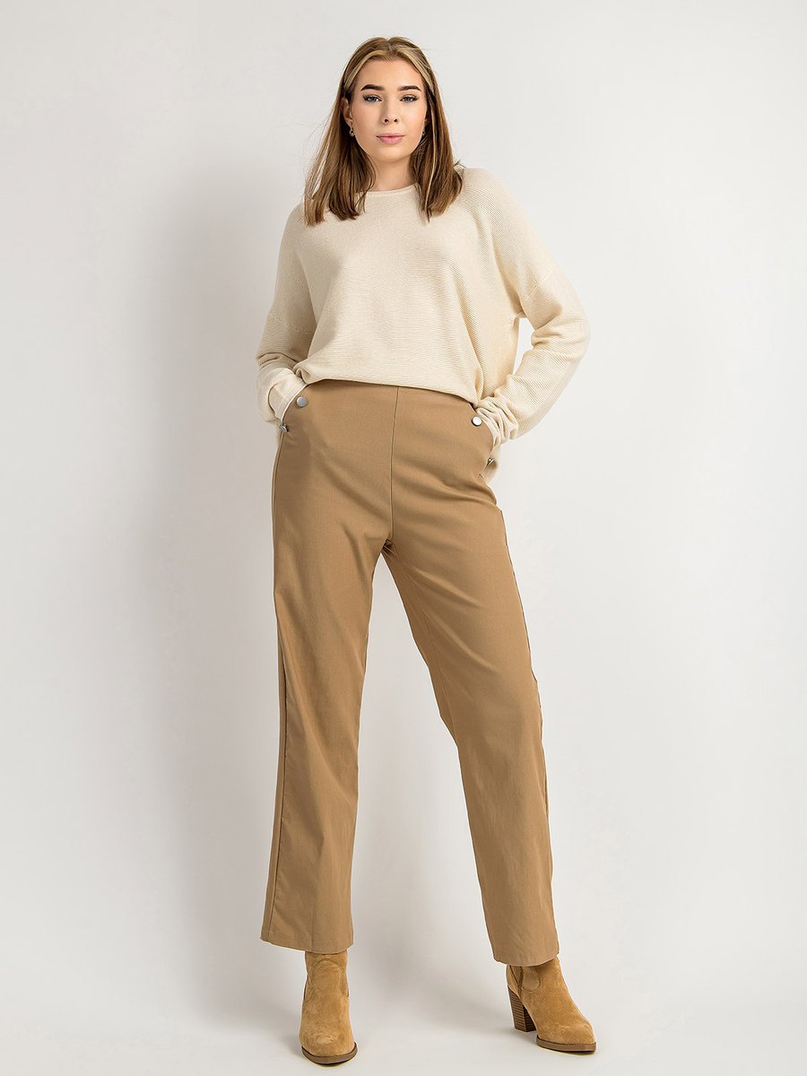 Spodnie z wiskozy beżowy L