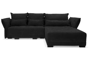 COMFORTE DELUXE Narożnik w kształcie litery L z funkcją spania i podstawą łóżka w czarnym materiale Rosario, strona uniwersalna, szer. 250 x gł. 187 x wys. 95 cm - Narożniki - miniaturka - grafika 1