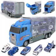 Zabawki zdalnie sterowane - Transporter ciężarówka Tir laweta 6x auta policyjne, dla dziecka - miniaturka - grafika 1