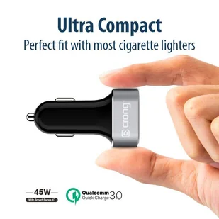 Crong Power Car Charger 45W - Ładowarka samochodowa USB-C Power Delivery + 2xUSB (aluminium) - Ładowarki do telefonów - miniaturka - grafika 3