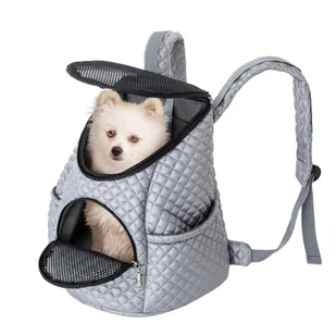 Plecak do transportu zwierząt, torba transportowa, plecak dla kota, budka dla kota, torba dla psa, smycz dla psa lub kota, popielaty, rozmiar 2: 39x35x30 cm - Torebki damskie - miniaturka - grafika 1