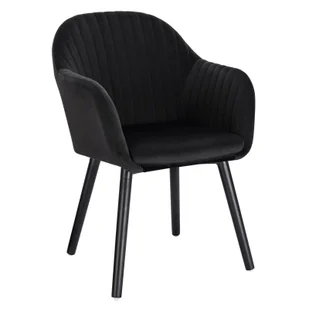 Bukkitbow - aksamitne krzesło do jadalni - z solidnymi drewnianymi nogami - ergonomiczna konstrukcja - wysokość siedziska: 44 cm - czarny - Krzesła - miniaturka - grafika 1