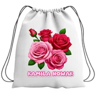 Plecaki szkolne i tornistry - Plecak Worek Kwiaty Kwiatki Czerwone Szkolny Na Buty WF Obuwie Z Napisem - miniaturka - grafika 1