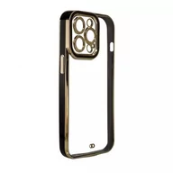 Etui i futerały do telefonów - Fashion Case etui do iPhone 12 Pro żelowy pokrowiec ze złotą ramką czarny - miniaturka - grafika 1