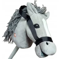Zabawki i gry sportowe - GŁOWA KONIA na KIJU HOBBY HORSE DŹWIĘK PLUSZOWY MEGADIDI szary - miniaturka - grafika 1