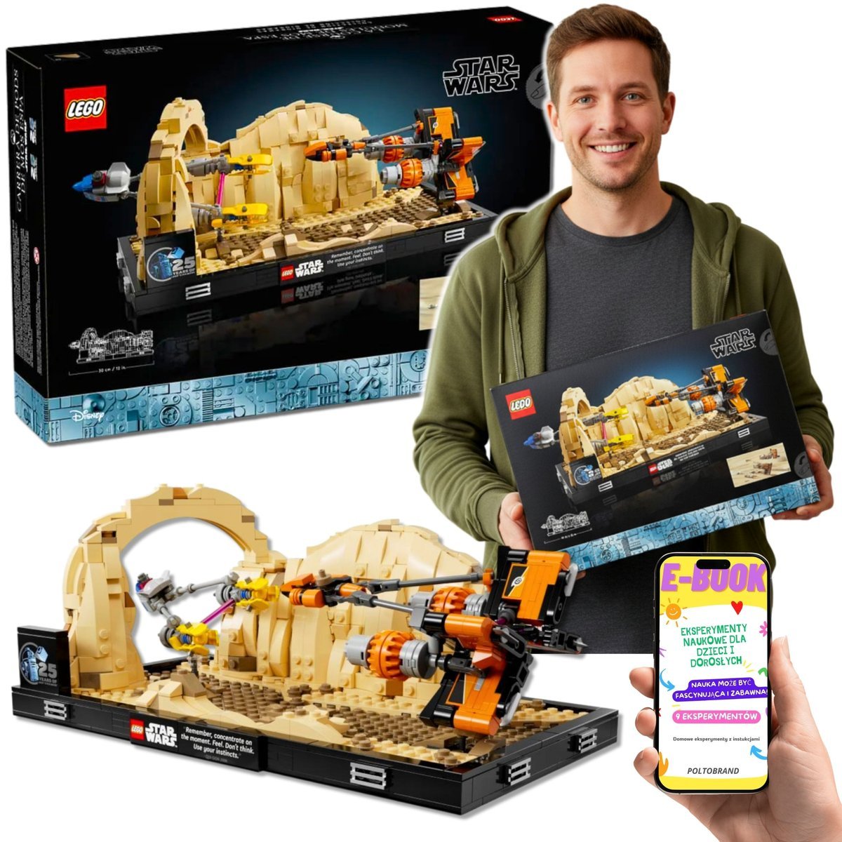 LEGO® Star Wars Diorama Wyścig Ścigaczy Mos Espa – 718 el. (75380) Lego Dla Dorosłych Prezent Na Święta + EBOOK