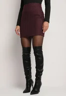 Spódnice - Bordowa Ołówkowa Spódnica z Wiskozą Ozdobiona Paskami Zozicea - miniaturka - grafika 1