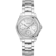 Zegarki damskie - Srebrny zegarek damski Guess Ritzy z kryształkami GW0685L1 - miniaturka - grafika 1