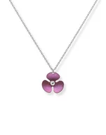 Naszyjniki - Naszyjnik srebrny z tytanowym (drapanym) kwiatkiem- kolor fioletowy - miniaturka - grafika 1