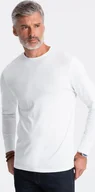 Koszulki męskie - Ombre Longsleeve męski BASIC z okrągłym dekoltem - biały V4 OM-LSBL-0106 S - miniaturka - grafika 1
