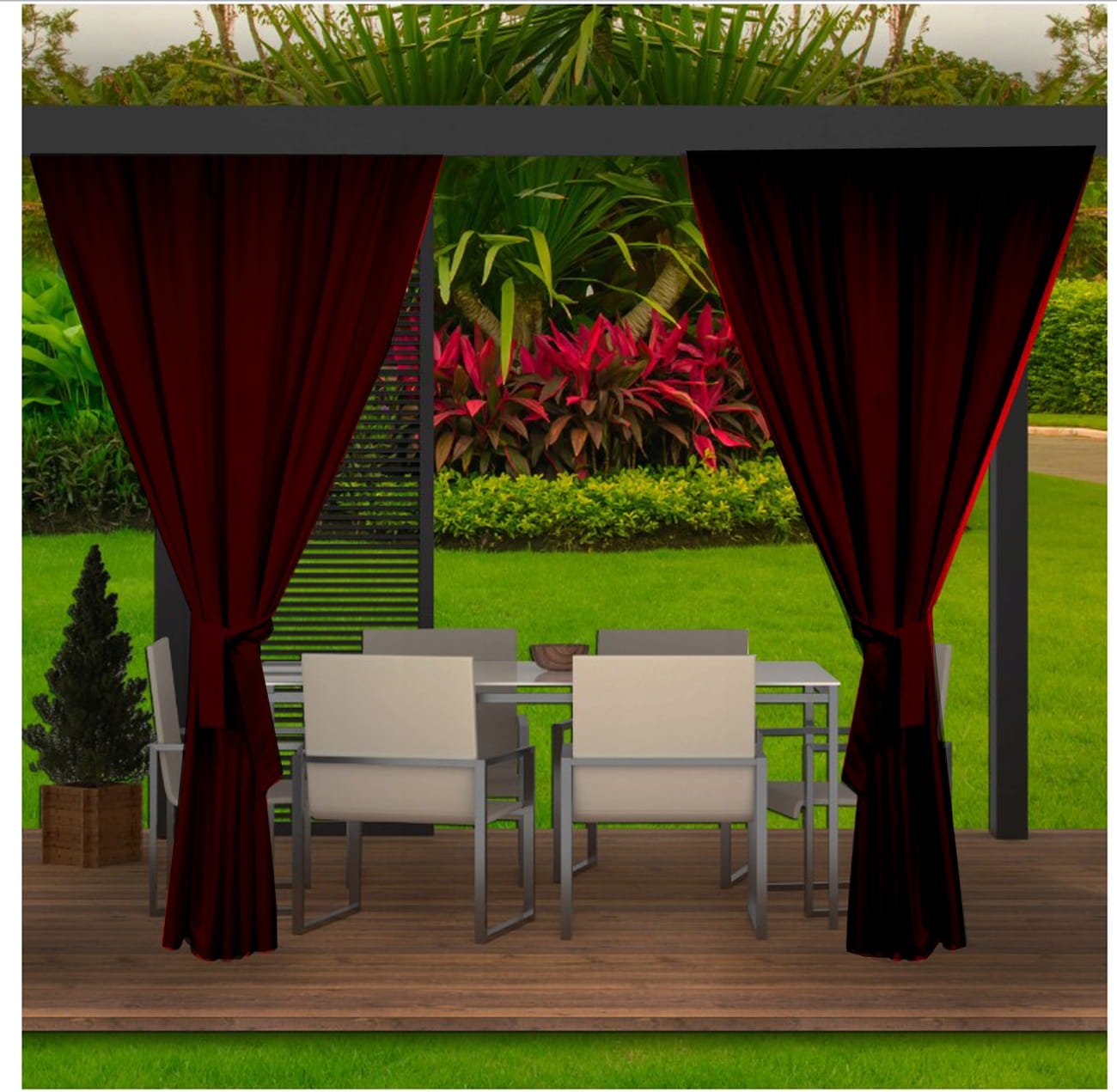 Zasłony zewnętrzne na taras 155x200 Brown 2 szt zasłona zewnętrzna odporna na warunki atmosferyczne zasłony zewnętrzne na taras, ogród, werandę, pergolę