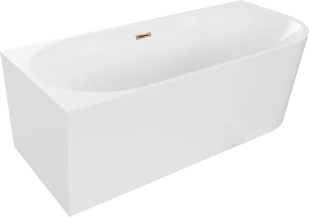 Mexen Mia wanna wolnostojąca narożna lewa 150 x 75 cm, biała, przelew różowe złoto - 52691507500L-60 - Wanny - miniaturka - grafika 1