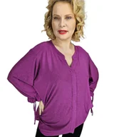 Bluzki damskie - Elegancka koszula Tunika oversize Brokatowa Luźna Stylowa PENELOPA-46/48 - miniaturka - grafika 1