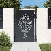 Bramy garażowe - vidaXL Furtka ogrodowa, antracytowa, 105x130 cm, stal, motyw drzewa - miniaturka - grafika 1