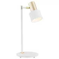 Lampy stojące - Argon Doria 4256 lampka biurkowa 1x15W E27, biała/mosiądz - miniaturka - grafika 1