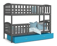 Łóżka dla dzieci i młodzieży - Łóżko piętrowe 190x80 szare błękit KUBUŚ - miniaturka - grafika 1