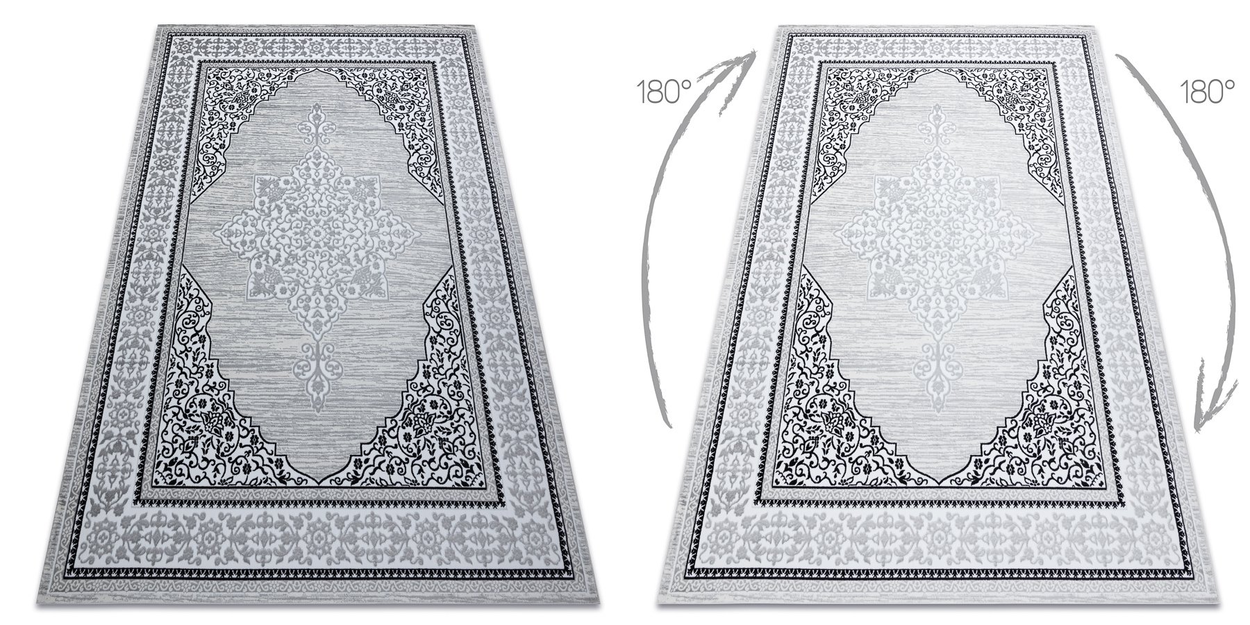 Dywan GLOSS nowoczesny 8490 52 Ornament, stylowy, ramka kość słoniowa / szary beżowy 120x170 cm