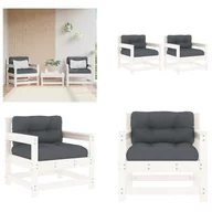 Fotele i krzesła ogrodowe - vidaXL Krzesła ogrodowe z poduszką 2 szt. Biała lita sosna - Krzesło ogrodowe - Krzesła ogrodowe - Krzesło ogrodowe - Krzesło ogrodowe - Krzesło tarasowe - miniaturka - grafika 1