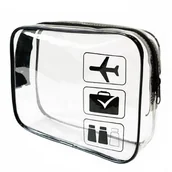 Akcesoria podróżnicze - Kosmetyczka podróżna z certyfikatem TSA Approved 3-1-1 na płyny kosmetyki do samolotu bagażu podręcznego na lotnisko 1L (Czarny) - miniaturka - grafika 1