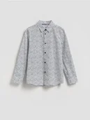Bluzki dla chłopców - Reserved - Koszula z drobnym wzorem - biały - miniaturka - grafika 1