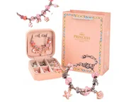 Biżuteria dla dzieci - Duży Zestaw Koralików Do Robienia Bransoletek Naszyjników Charms Szkatułka - miniaturka - grafika 1