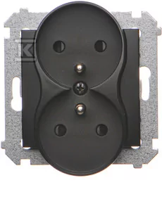 Kontakt Simon Simon 54 Gniazdo wtyczkowe podwójne z uziemieniem z przesłonami (moduł) 16A 250V zaciski śrubowe czarny mat DGZ2MZ.01/49 DGZ2MZ.01/49 - Gniazdka elektryczne - miniaturka - grafika 1