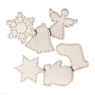 DREWNIANE ZAWIESZKI ŚWIĄTECZNE 6 SZT. - Ozdoby bożonarodzeniowe - miniaturka - grafika 1