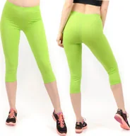 Legginsy - Legginsy damskie 3/4 krótkie Polskie bawełniane Getry Limonkowe XXL - miniaturka - grafika 1