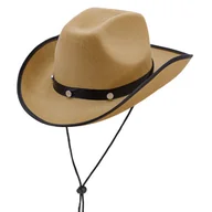 Dodatki do strojów karnawałowych - Kapelusz kowbojski beżowy z ćwiekami - miniaturka - grafika 1