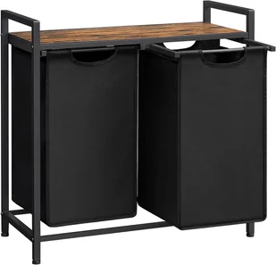 Kosz Na Pranie, Kosz Na Pranie, 2 Łatwo Wysuwane I Wyjmowane Torby Na Pranie Z Tkaniny Oxford, Metalowa Rama, 2 X 46 L, 73 X 33 - Kosze na bieliznę - miniaturka - grafika 1