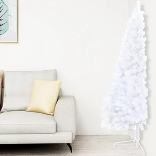 vidaXL vidaXL Sztuczna choinka, LED i zestaw bombek, połówka, biała, 240 cm - Choinki - miniaturka - grafika 1