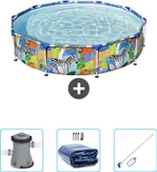 Baseny ogrodowe - Basen Bestway Round Steel Pro - 305 x 66 cm - nadruk dżungli - zawiera pompę - żagiel przeciwsłoneczny - zestaw do czyszczenia - miniaturka - grafika 1