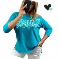 Bluzki damskie - BAWEŁNIANA TUNIKA BLUZKA LASEROWA SMILE luźna wygodna 50 52 5XL 6XL - miniaturka - grafika 1