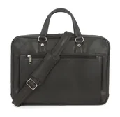 Teczki i aktówki - AKTÓWKA TORBA Z PASKIEM TECZKA SKÓRZANA NA LAPTOP ciemny brąz - miniaturka - grafika 1