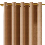 Zasłony - Zasłona welurowa gotowa na przelotkach, rozmiar 140x250 cm, kolor beżowy - miniaturka - grafika 1