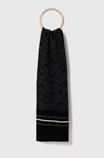 Apaszki i szaliki męskie - Tommy Hilfiger szalik wełniany kolor czarny wzorzysty - grafika 1