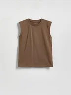 Koszulki dla chłopców - Reserved - Bawełniany t-shirt bez rękawów - brązowy - miniaturka - grafika 1