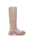 Kozaki damskie - Simple Kozaki SL-18-02-000051 Beżowy - miniaturka - grafika 1