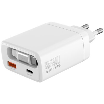 Ładowarka sieciowa 4SMARTS PDPlug Slim Jojo 65W GaN Biały ładowarka do telefonu USB, USB-C