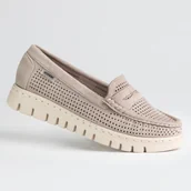 Mokasyny damskie - Mokasyny damskie skóra zamsz GOODIN GD-FL6070 fango lekkie ażurek klasyk 40 - miniaturka - grafika 1