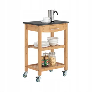 SoBuy Szafka kuchenna wózek z bambusa Granitowy blat z szuflada FKW28-SCH - Szafki kuchenne - miniaturka - grafika 1